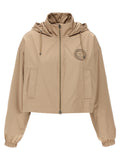 Veste en polyester brun de Fendi avec capuche et fermeture zippée, style coupe-vent et moderne.