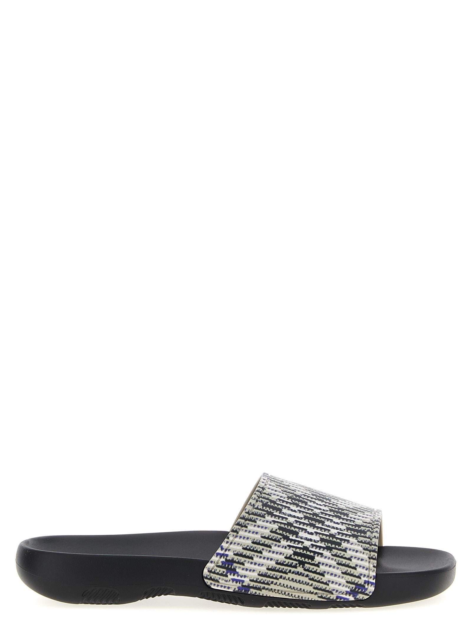 Sandales multicolores en polyuréthane de Burberry, avec design élégant et logo visible, parfaites pour un style sophistiqué.