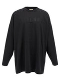 T-shirt noir en coton de la marque Fear Of God, coupe classique, avec logo discret sur la poitrine, vue de face.