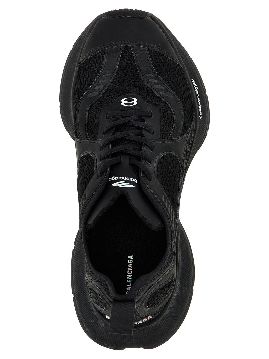 Chaussures de sport Balenciaga en polyester noir, baskets athlétiques modernes, vue détaillée du dessus et du côté