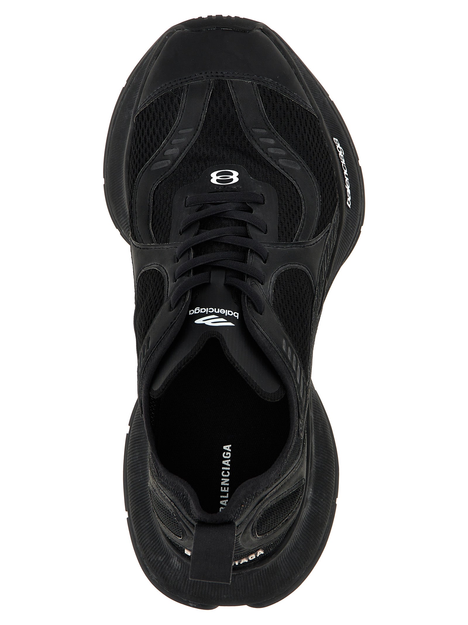 Chaussures de sport Balenciaga en polyester noir, baskets athlétiques modernes, vue détaillée du dessus et du côté