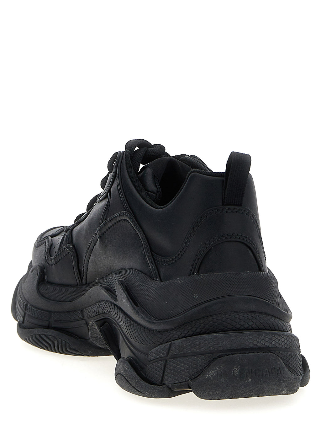 Chaussures de sport Balenciaga en polyéthylène noir, sneakers athlétiques légers et tendance, vue de face.
