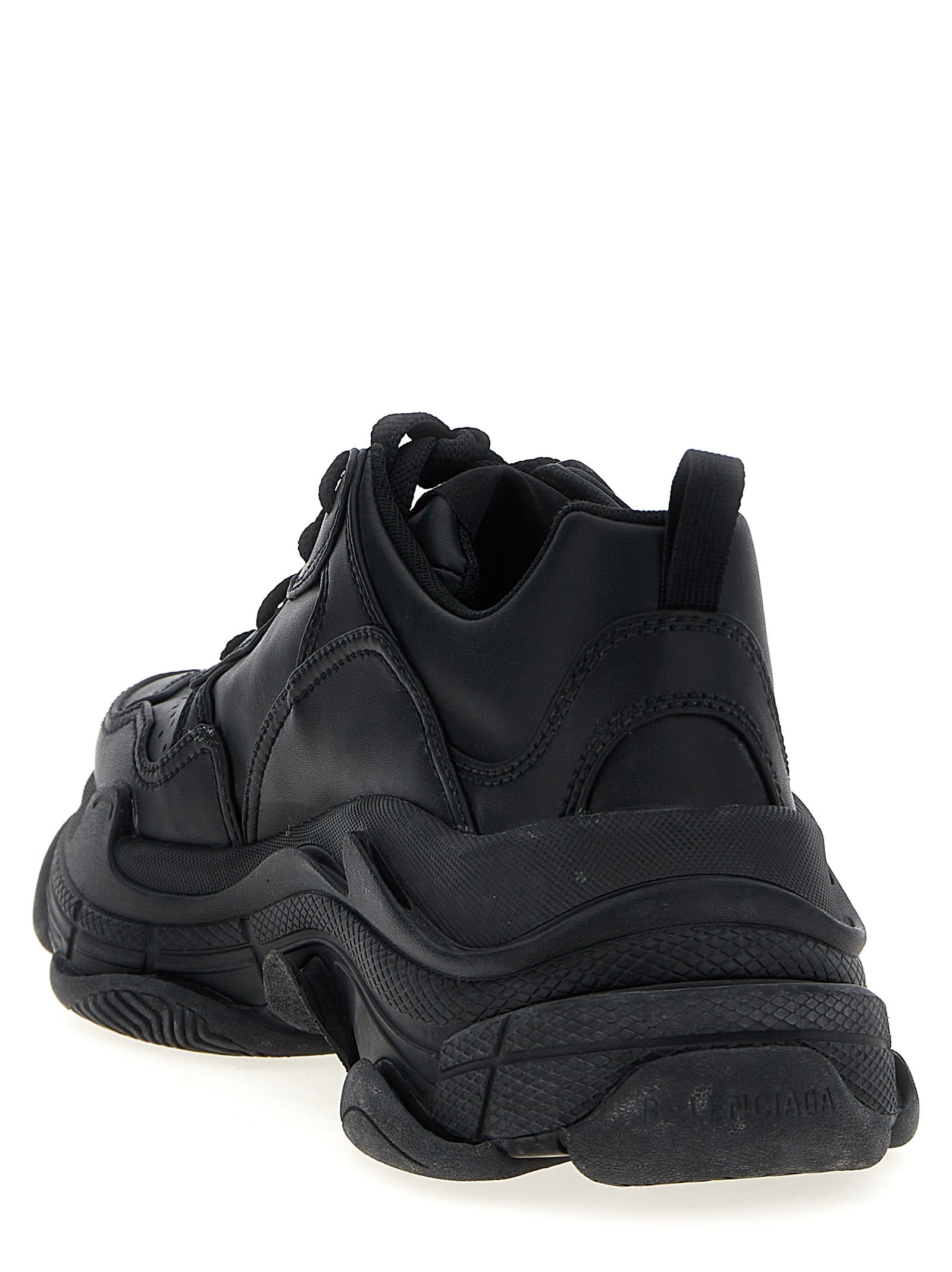 Chaussures de sport Balenciaga en polyéthylène noir, sneakers athlétiques légers et tendance, vue de face.