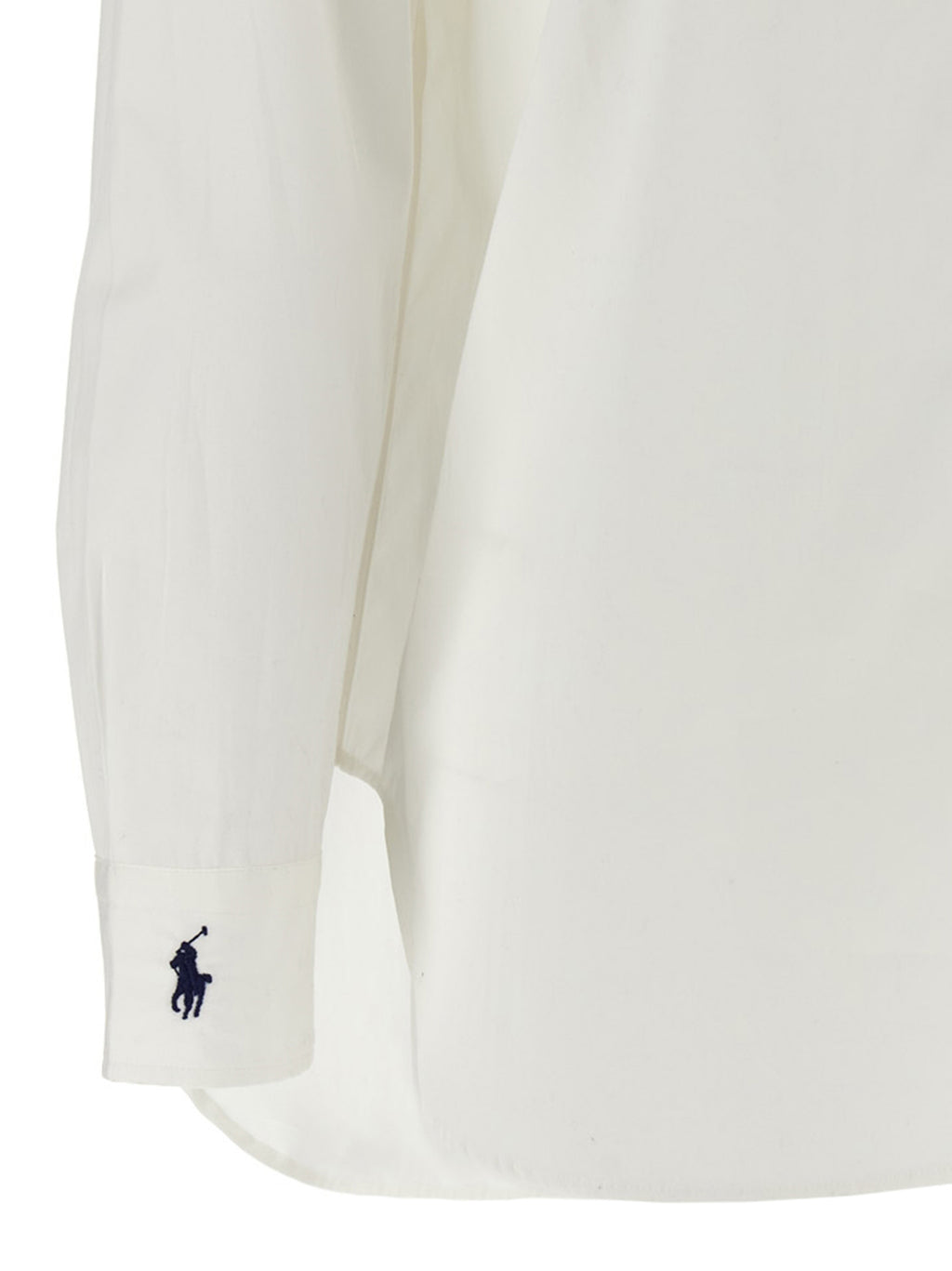 Chemise en coton blanche Polo Ralph Lauren avec col classique et manches longues, vue de face.
