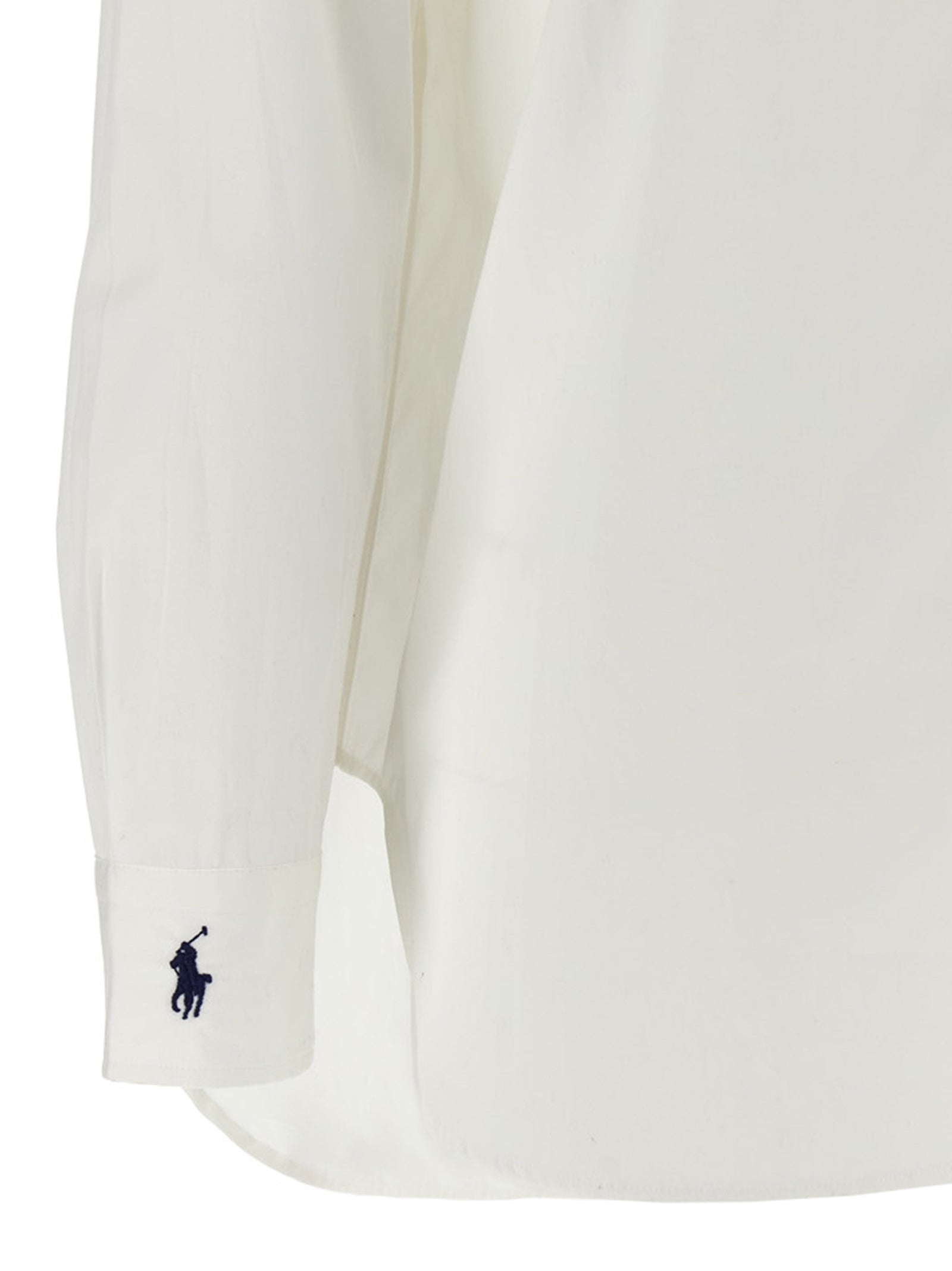 Chemise en coton blanche Polo Ralph Lauren avec col classique et manches longues, vue de face.