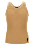 Débardeur beige en polyamide de la marque Fendi, style simple et élégant, visible avec détails de couture et logo discret.