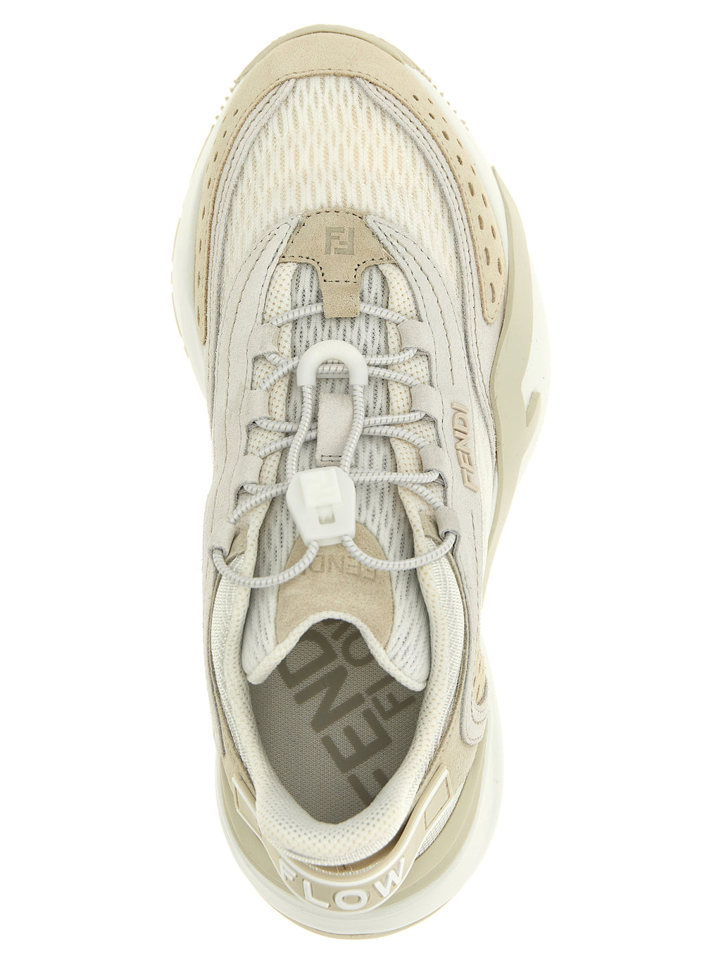 Chaussures de sport blanches en polyester de Fendi, sneakers athlétiques élégants avec design moderne pour hommes.