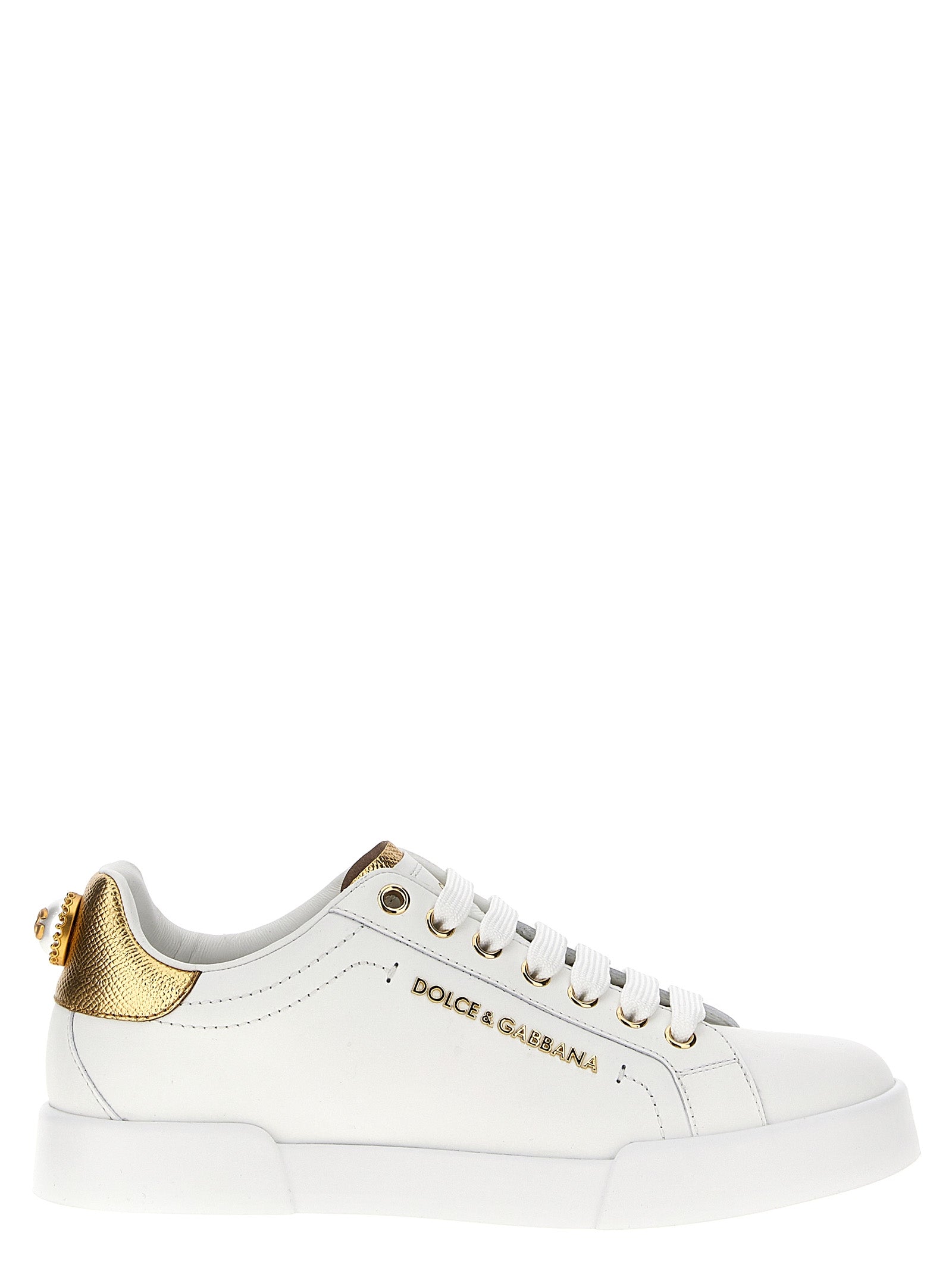Dolce & Gabbana Goldene Kalbsleder-Low-Top-Sneaker