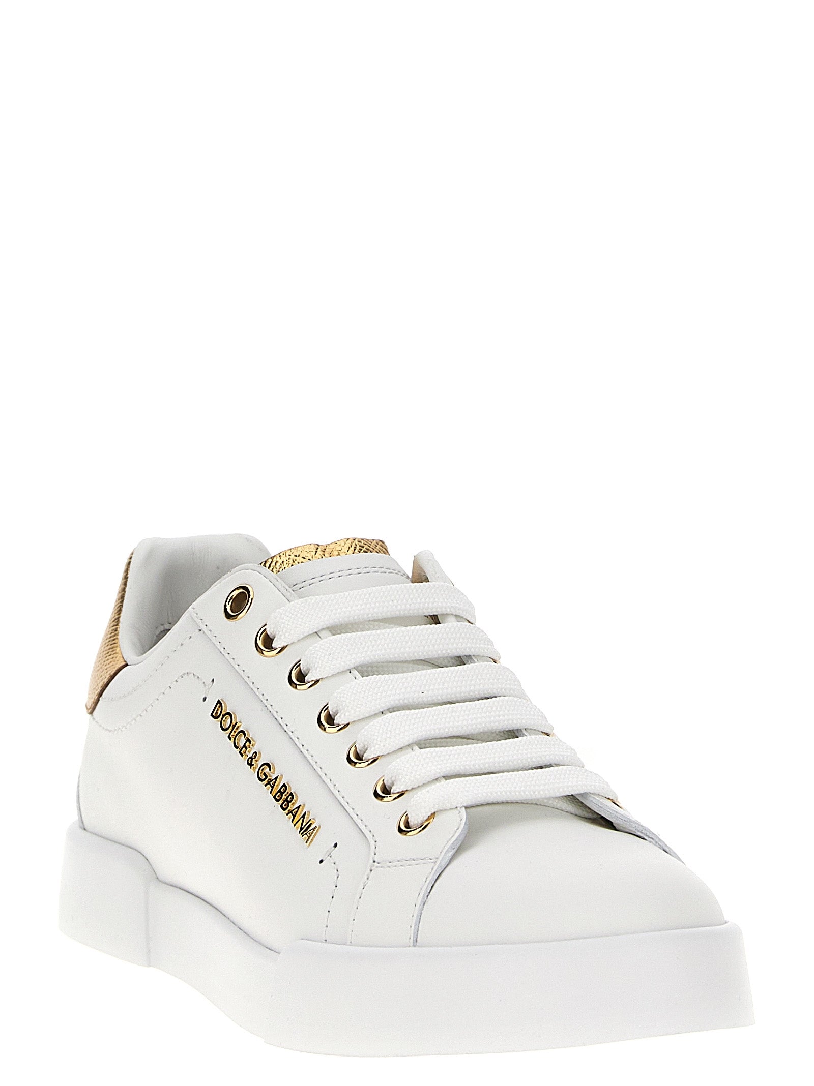 Dolce & Gabbana Goldene Kalbsleder-Low-Top-Sneaker