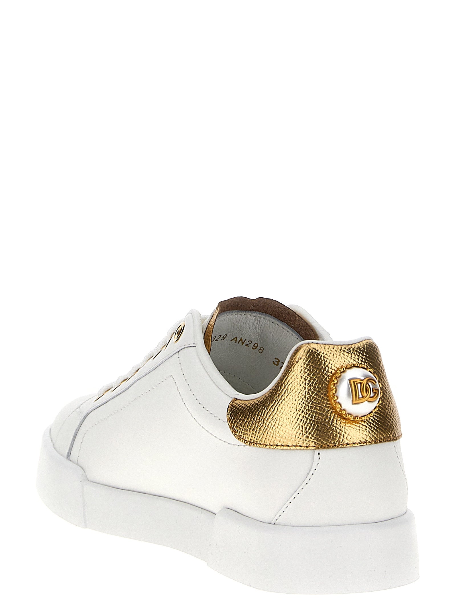 Dolce & Gabbana Goldene Kalbsleder-Low-Top-Sneaker