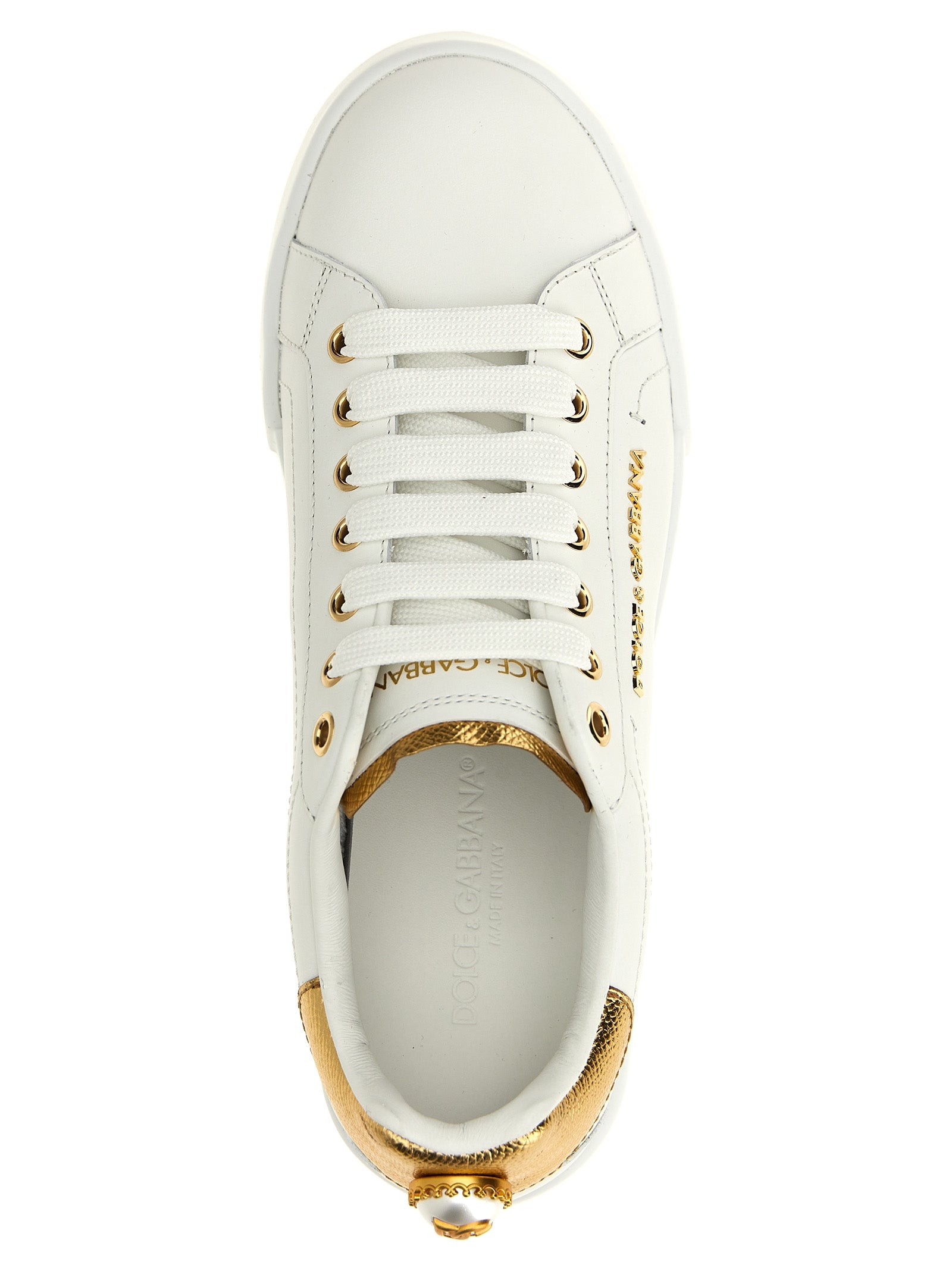 Dolce & Gabbana Goldene Kalbsleder-Low-Top-Sneaker