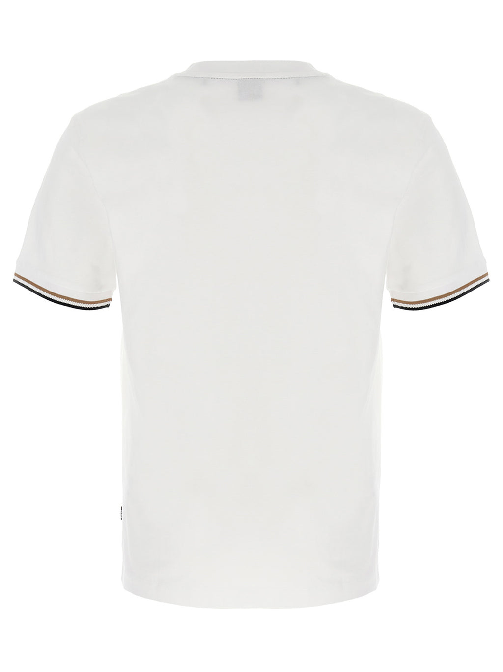 T-shirt blanc en coton de la marque Hugo Boss, coupe classique avec col rond, parfait pour un look décontracté.