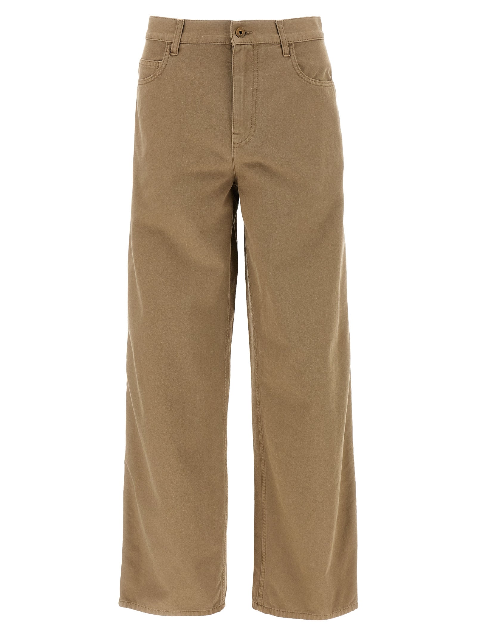 Pantalons décontractés en coton beige de la marque Burberry, style casual avec coupe confortable et détails élégants.