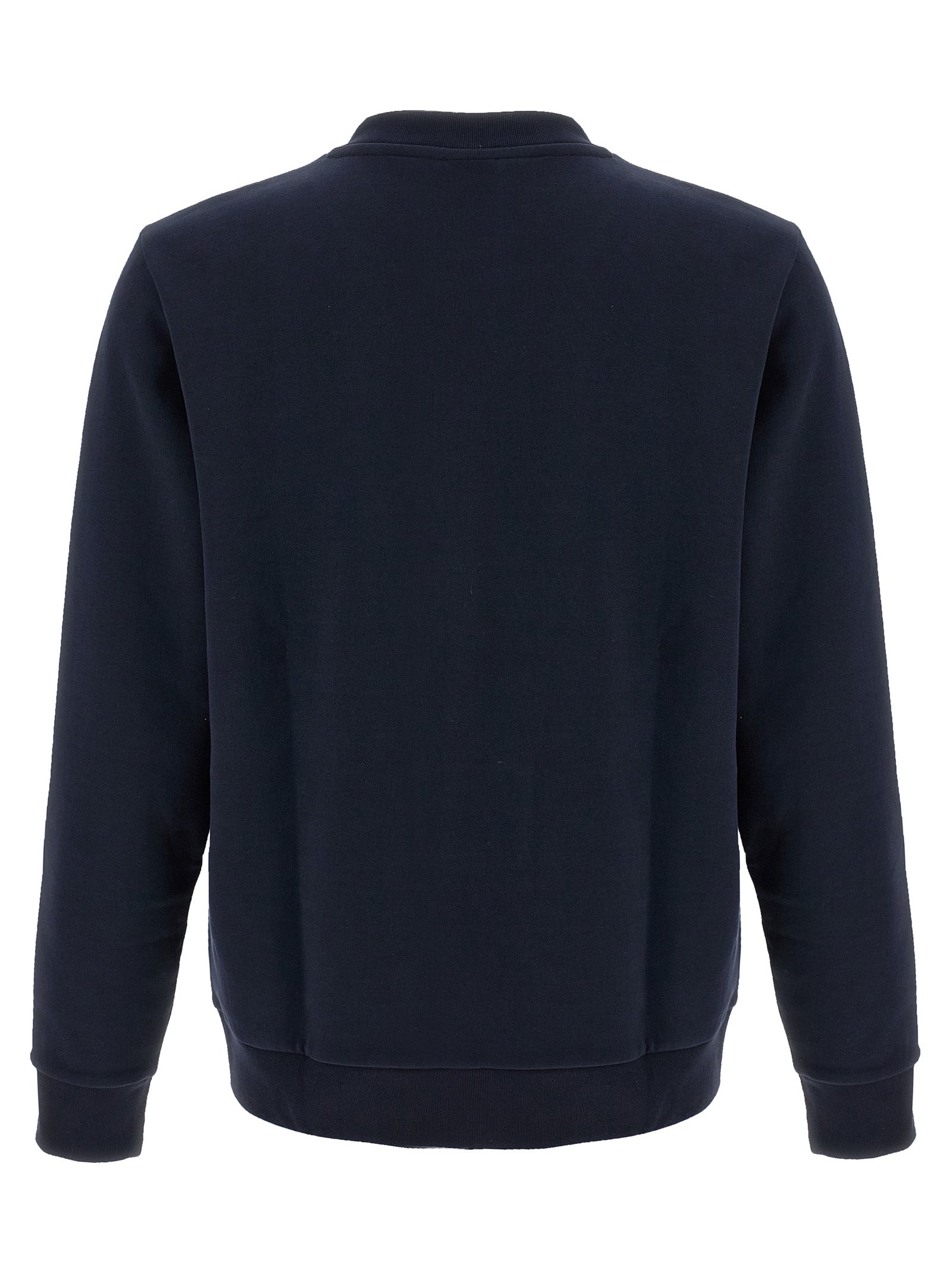 Sweatshirt en coton bleu de la marque Hugo Boss, coupe décontractée, col rond et manches longues.