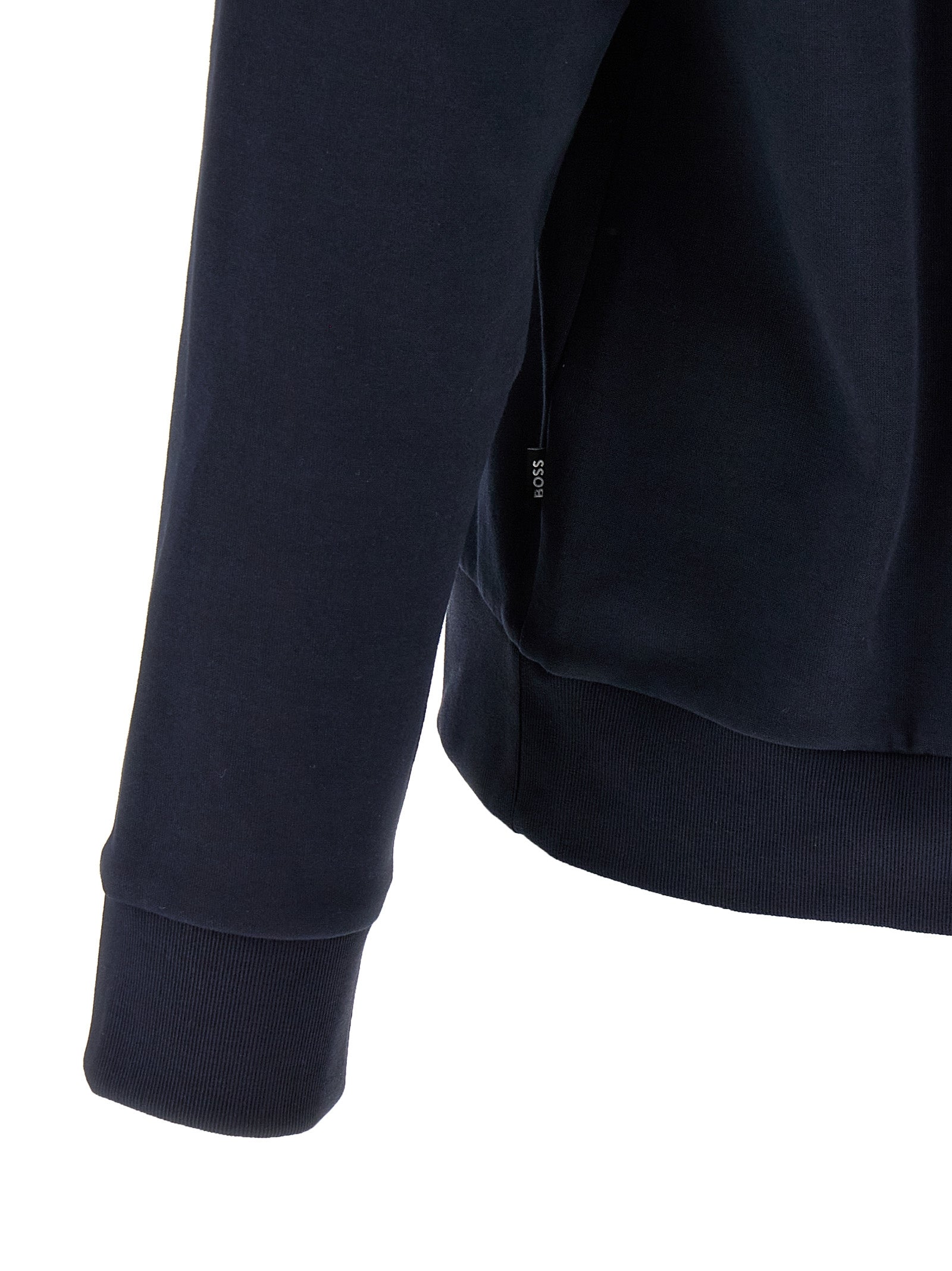 Sweatshirt en coton bleu Hugo Boss, coupe décontractée avec logo discreet sur la poitrine, idéal pour un style casual.