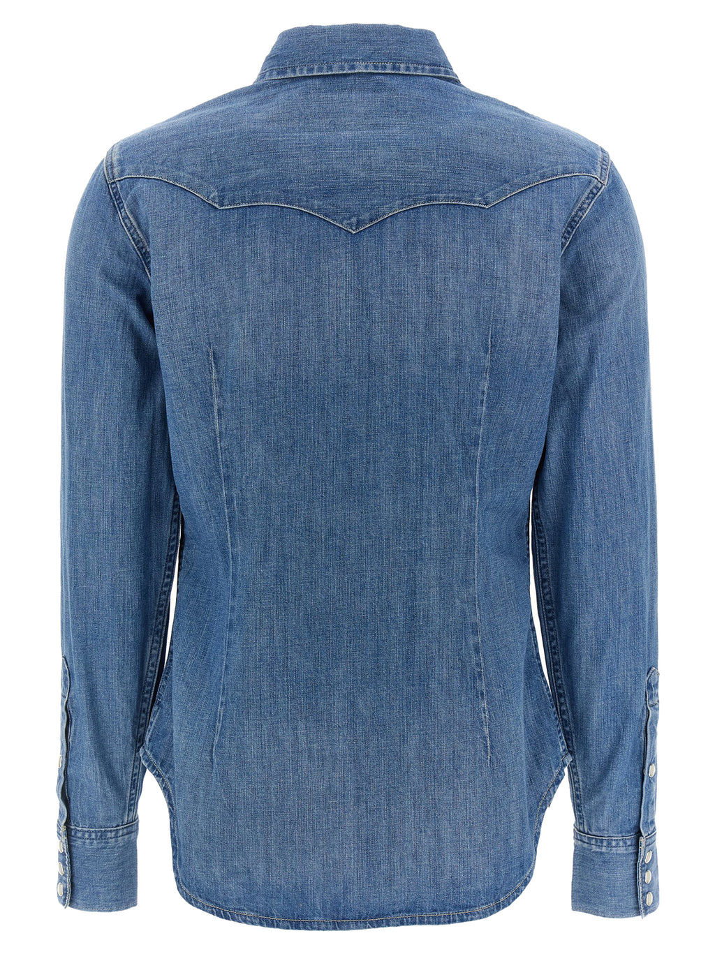 Chemise en coton bleu Polo Ralph Lauren avec col classique et manches longues, détail élégant pour un style décontracté.