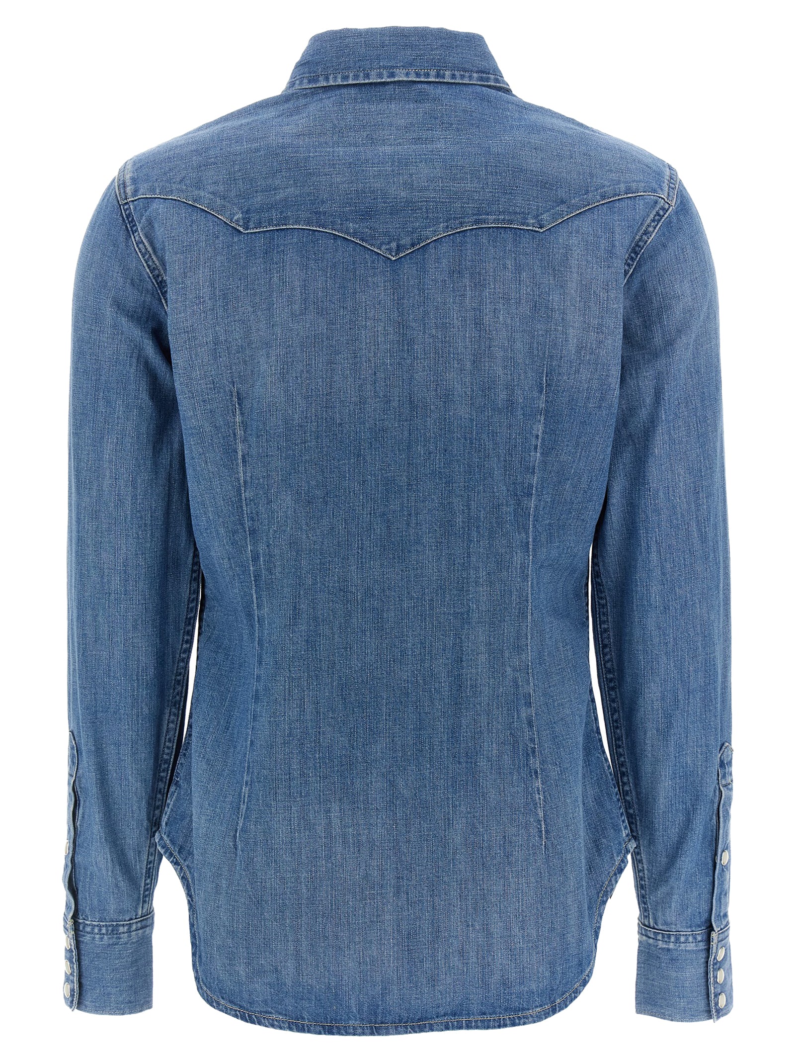 Chemise en coton bleu Polo Ralph Lauren avec col classique et manches longues, détail élégant pour un style décontracté.