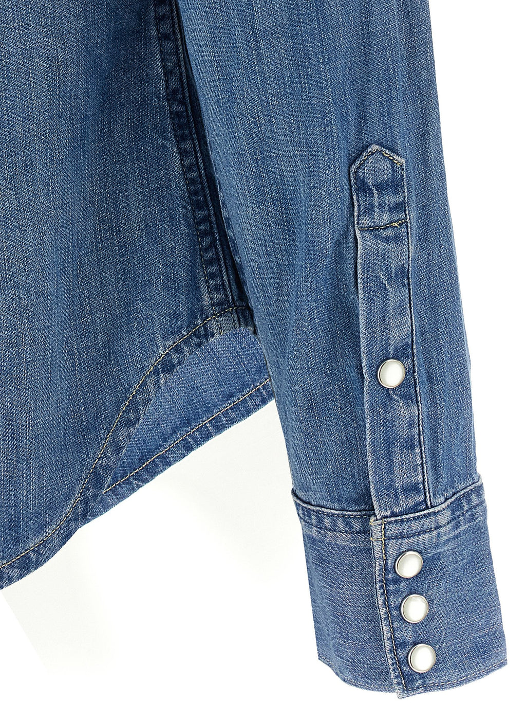 Chemise en coton bleue Polo Ralph Lauren avec col classique et manches longues, vue de face.