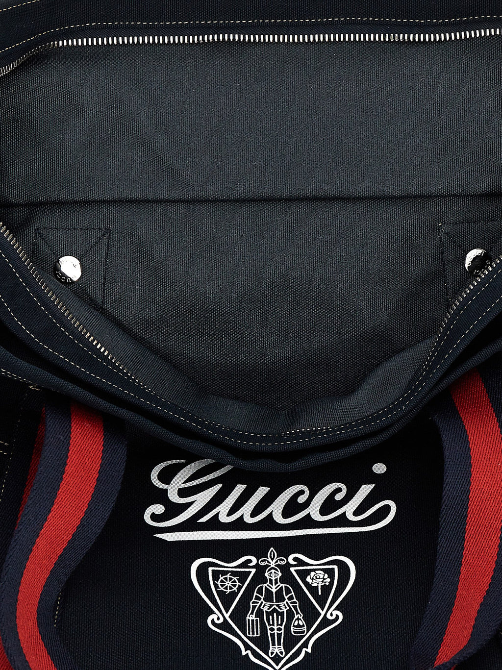 Sac tote en coton bleu de Gucci, grand sac à main élégant avec logo Gucci visible, parfait pour un style sophistiqué.