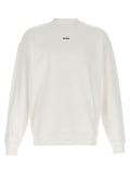 Sweat-shirt blanc en coton de la marque Hugo Boss, coupe classique et logo discret, porté sur un mannequin.