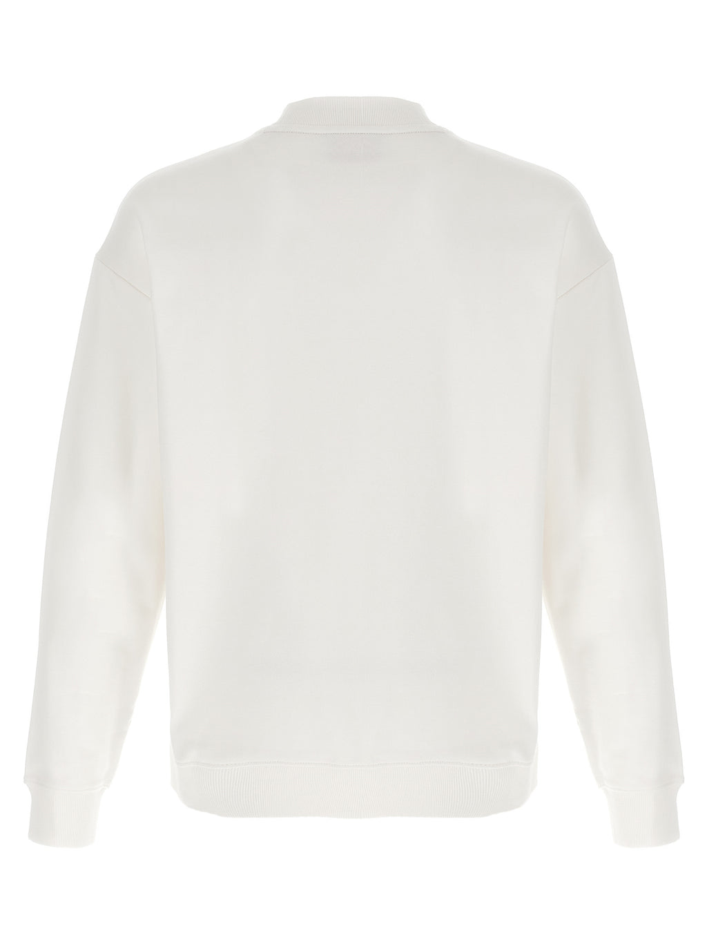 Sweat-shirt blanc en coton de la marque Hugo Boss, coupe classique avec logo discret sur la poitrine.