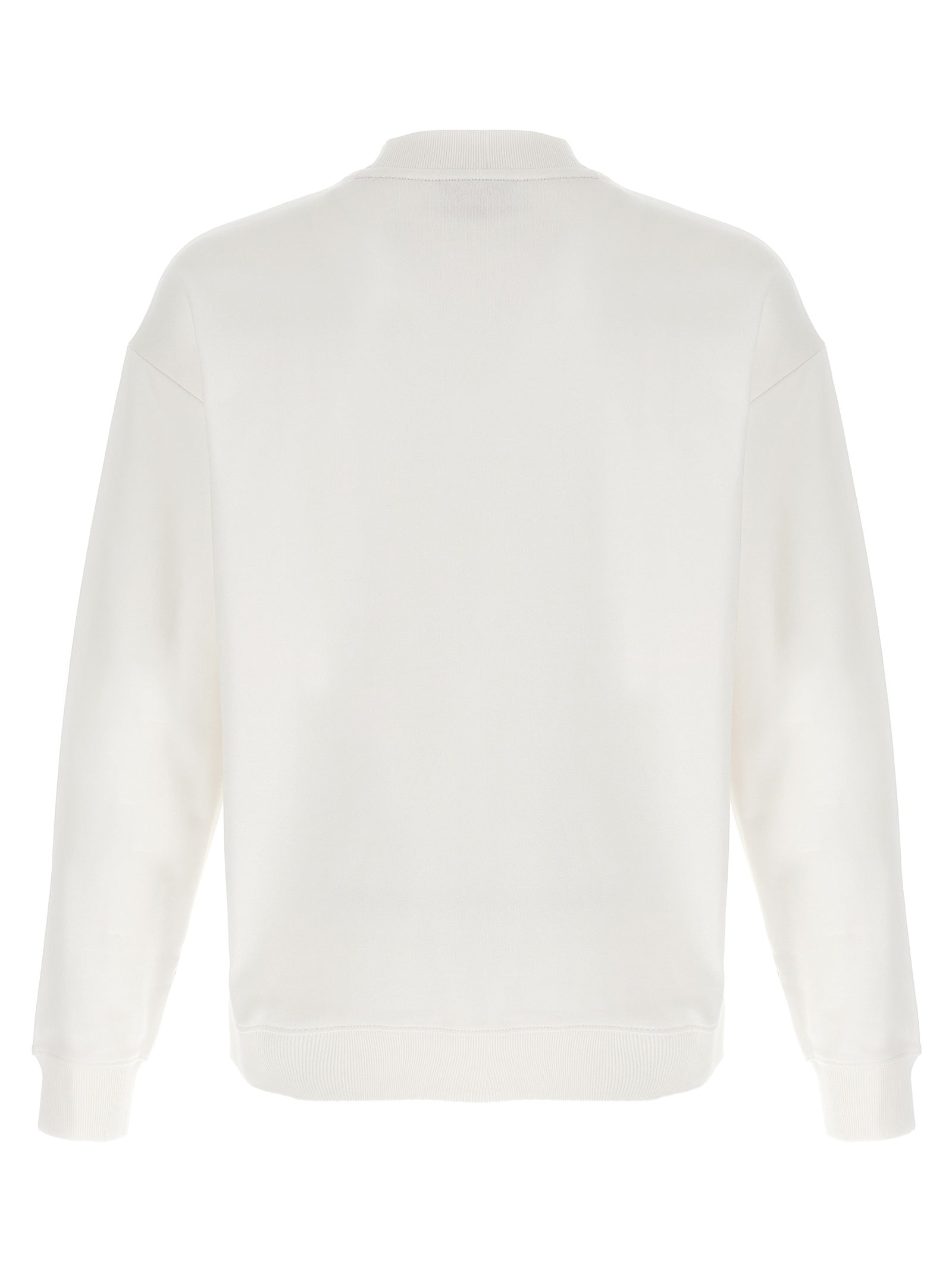 Sweat-shirt blanc en coton de la marque Hugo Boss, coupe classique avec logo discret sur la poitrine.