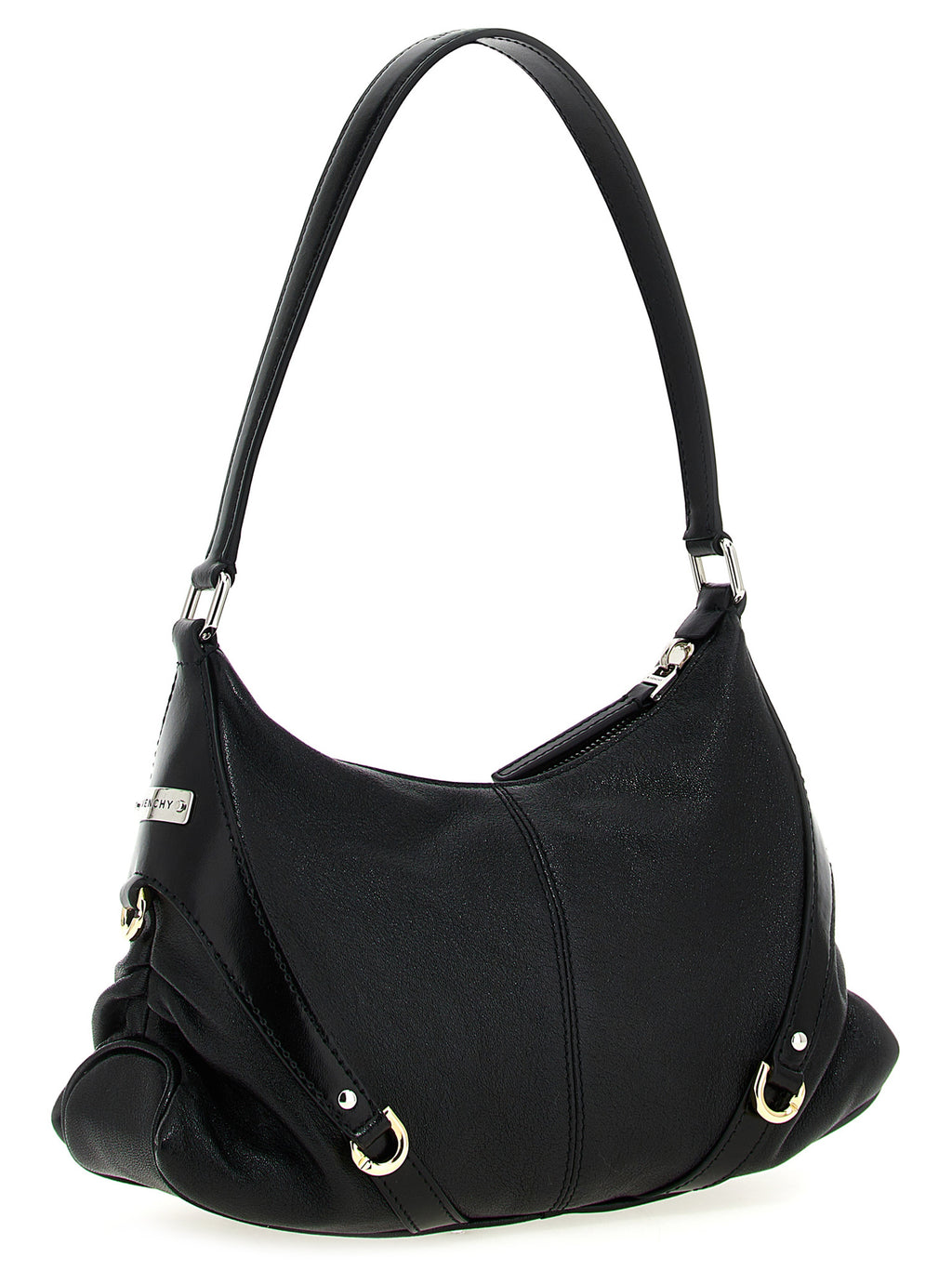 Sac à épaule Givenchy en cuir d'agneau noir, design élégant avec détails sophistiqués, idéal pour un style chic et moderne