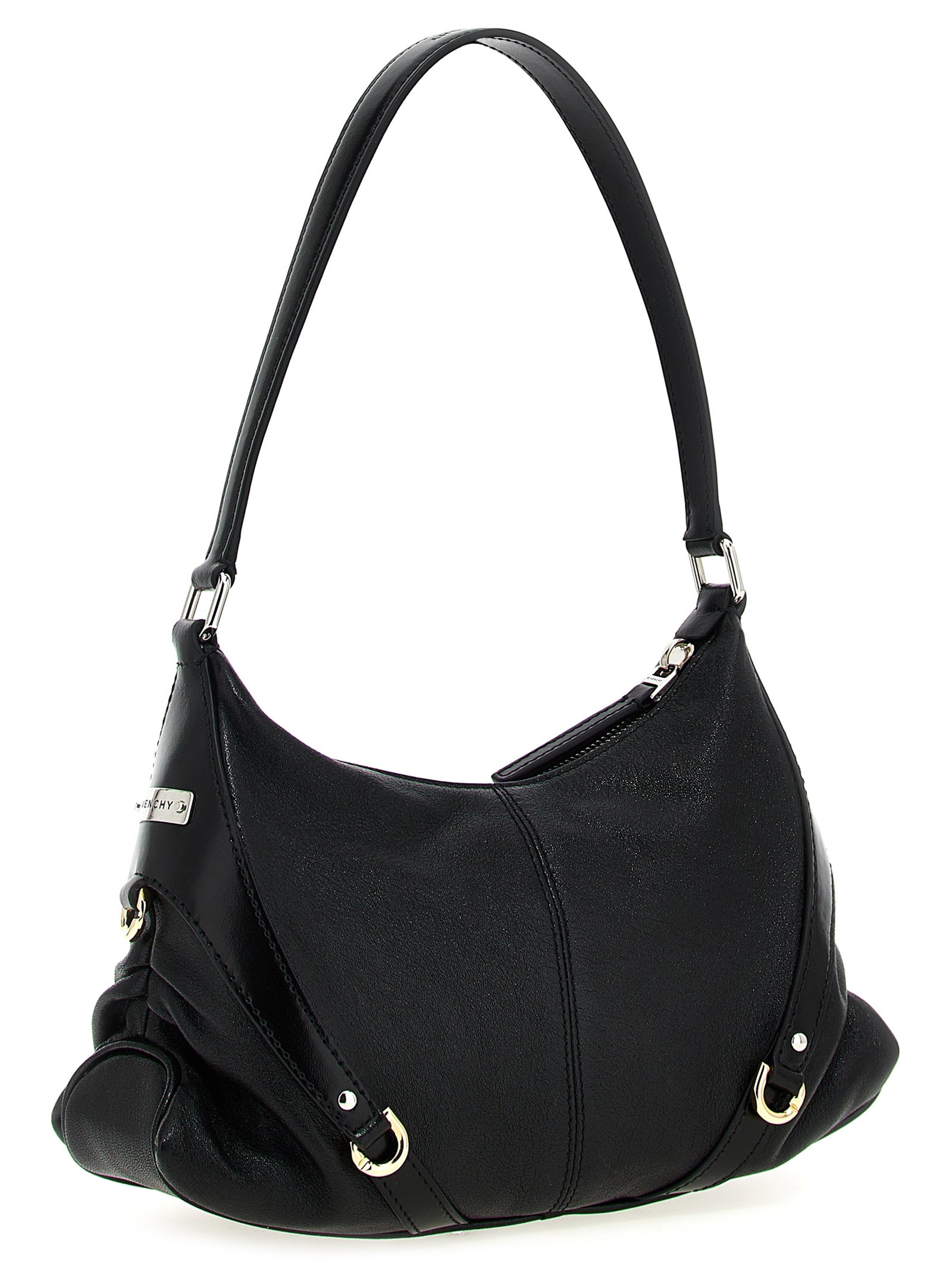 Sac à épaule Givenchy en cuir d'agneau noir, design élégant avec détails sophistiqués, idéal pour un style chic et moderne