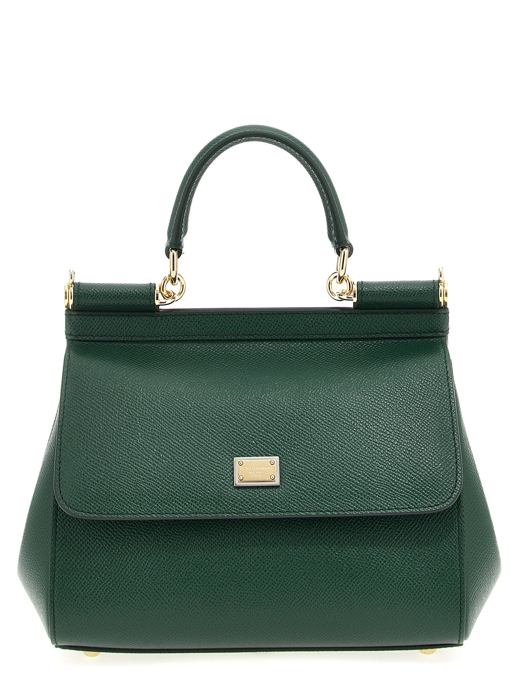Sac à main Dolce & Gabbana en cuir de veau bicolore, élégant et sophistiqué, avec détails raffinés et poignée en cuir.