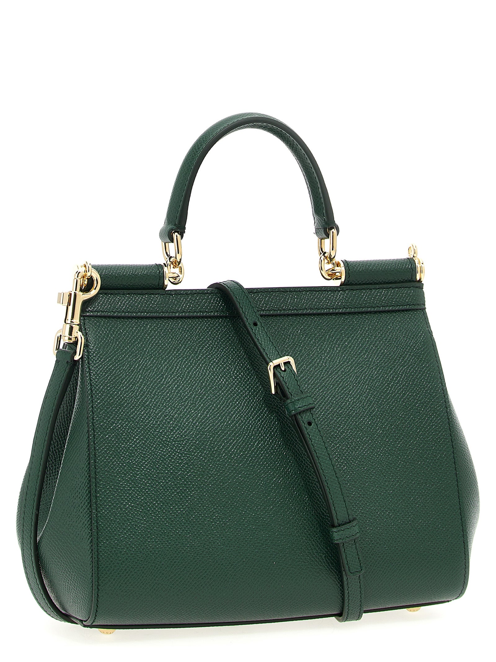 Sac à main Dolce & Gabbana en cuir de veau bicolore, avec poignées et design élégant.