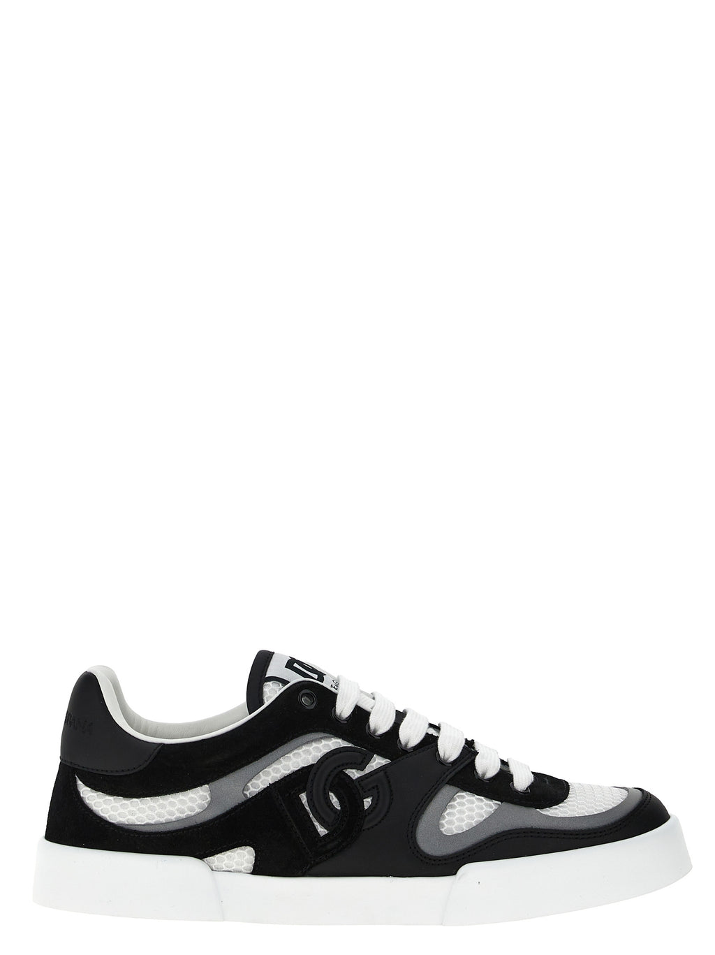 Sneakers en cuir bicolore Dolce & Gabbana pour hommes, design élégant et moderne avec semelle blanche.