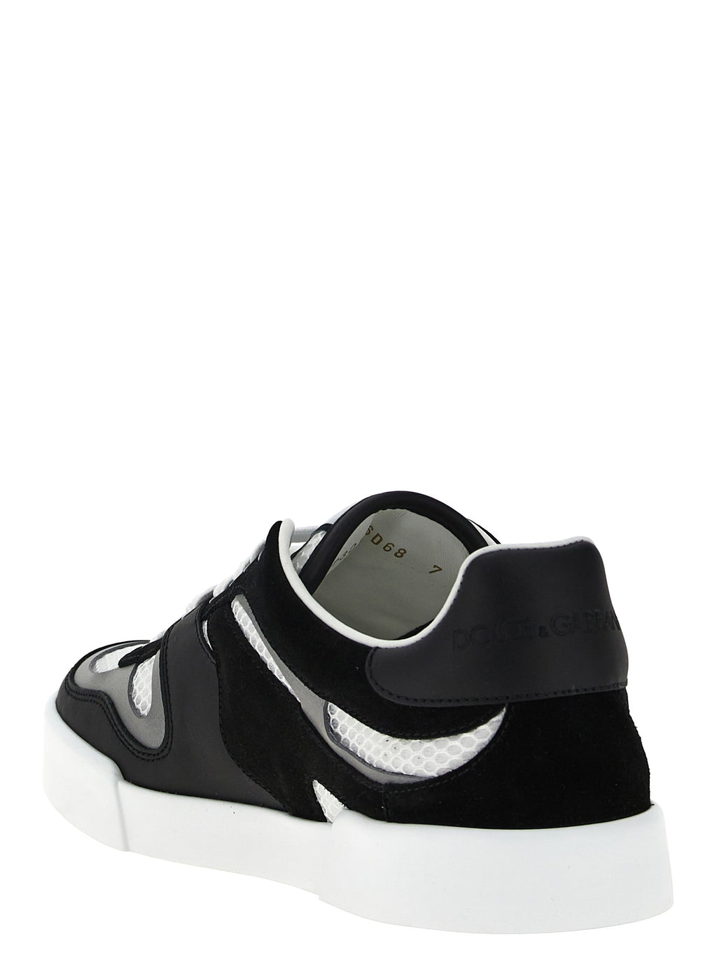 Sneakers bicolores en cuir de veau Dolce & Gabbana, chaussures décontractées avec design élégant et style moderne.