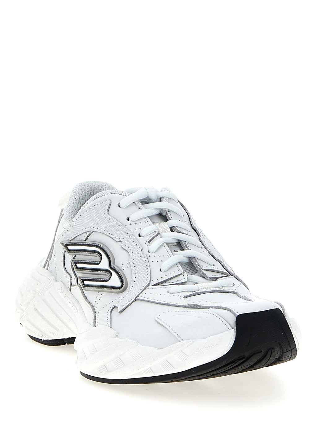 Chaussures de sport Balenciaga en cuir blanc pour homme, baskets athlétiques avec design moderne et élégance.