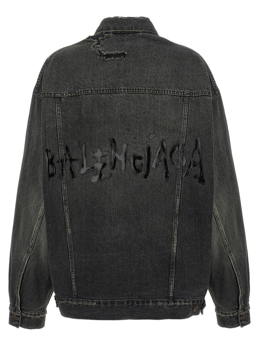 Veste en jean en coton gris de Balenciaga, style décontracté avec détails modernes, vue de face.