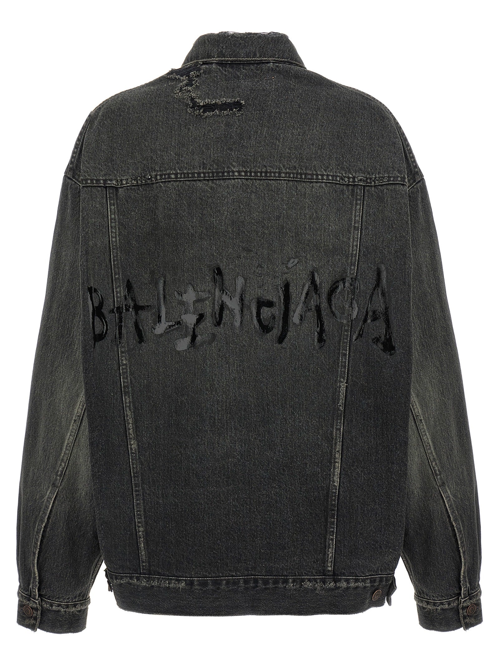 Veste en jean en coton gris de Balenciaga, style décontracté avec détails modernes, vue de face.