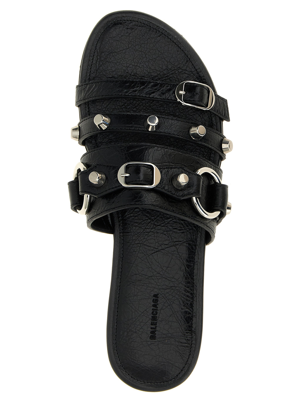 Sandales Balenciaga en cuir d'agneau noir, modèle élégant avec semelle plateforme et design moderne.