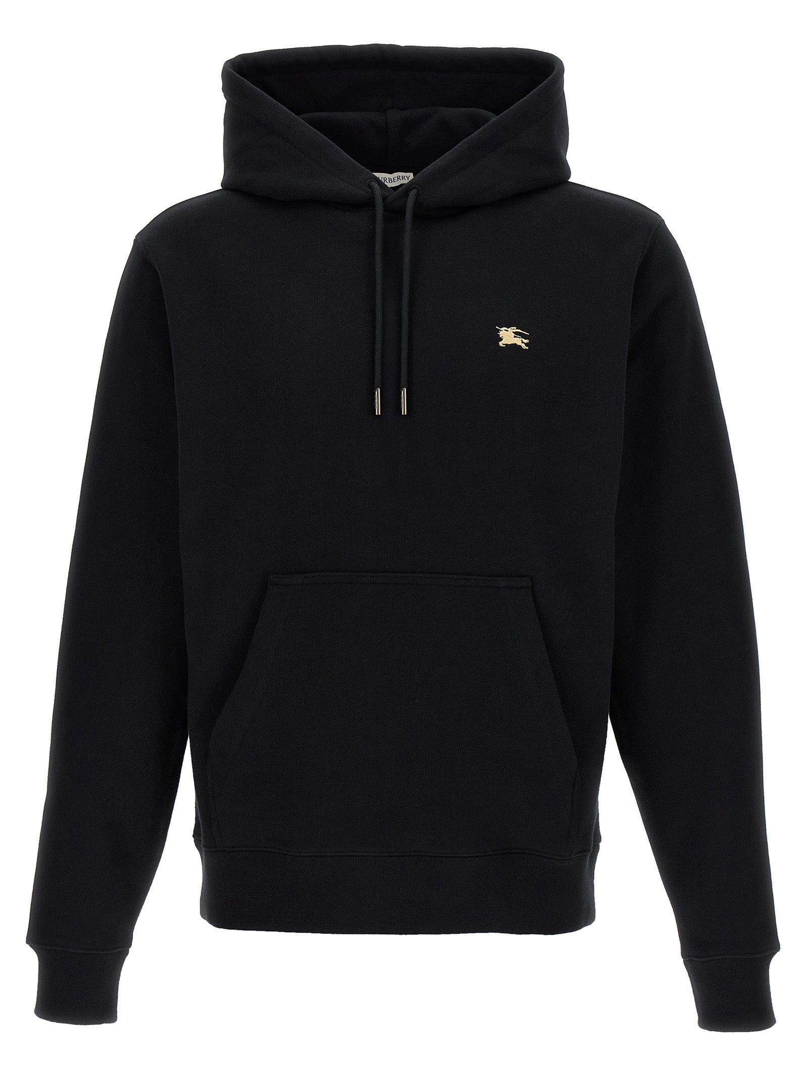 Sweatshirt en coton noir de la marque Burberry, coupe décontractée, avec logo discret sur la poitrine.