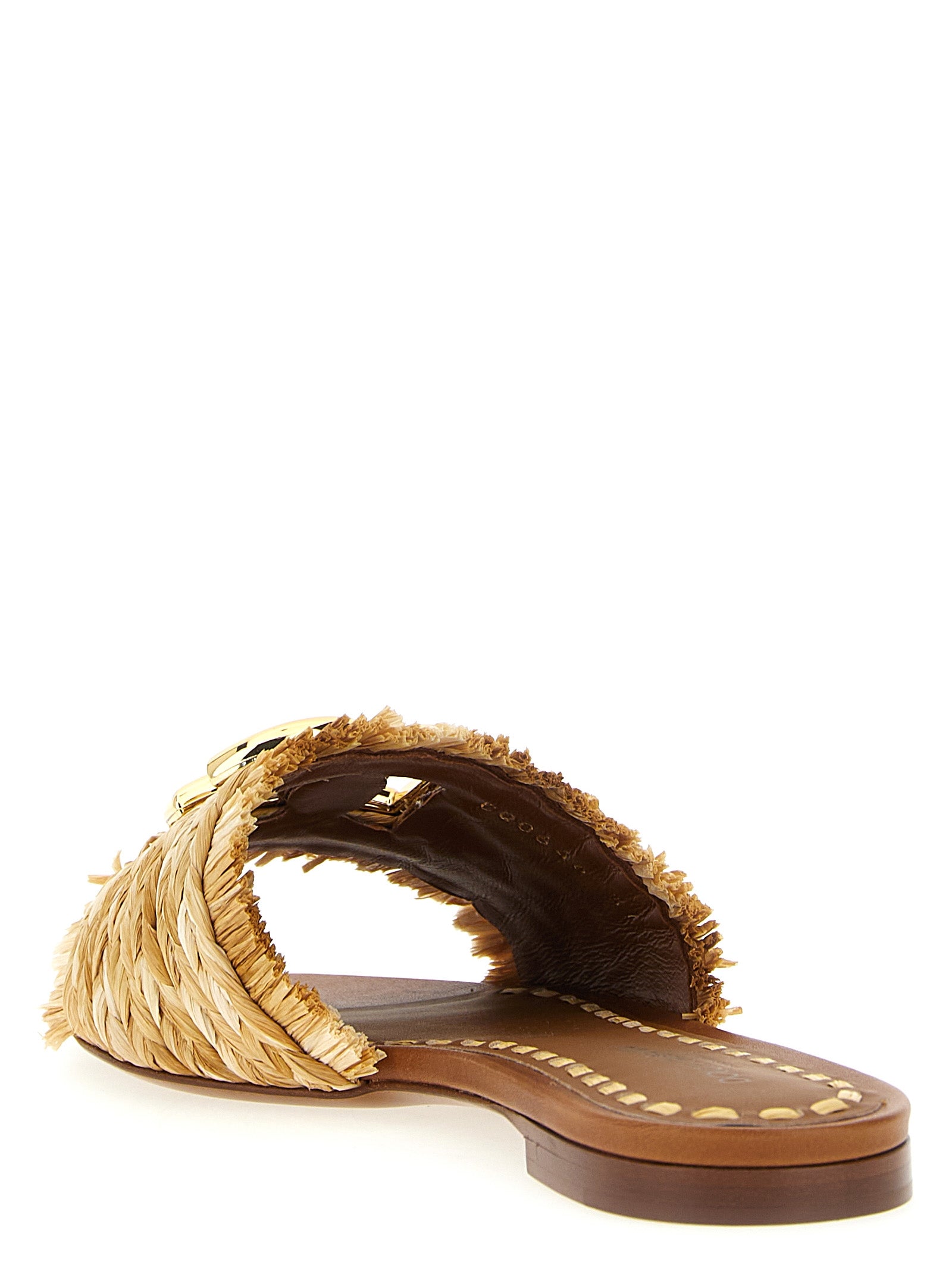 Sandales en rafia marron Dolce & Gabbana, style élégant, avec semelle en cuir et design à la mode.