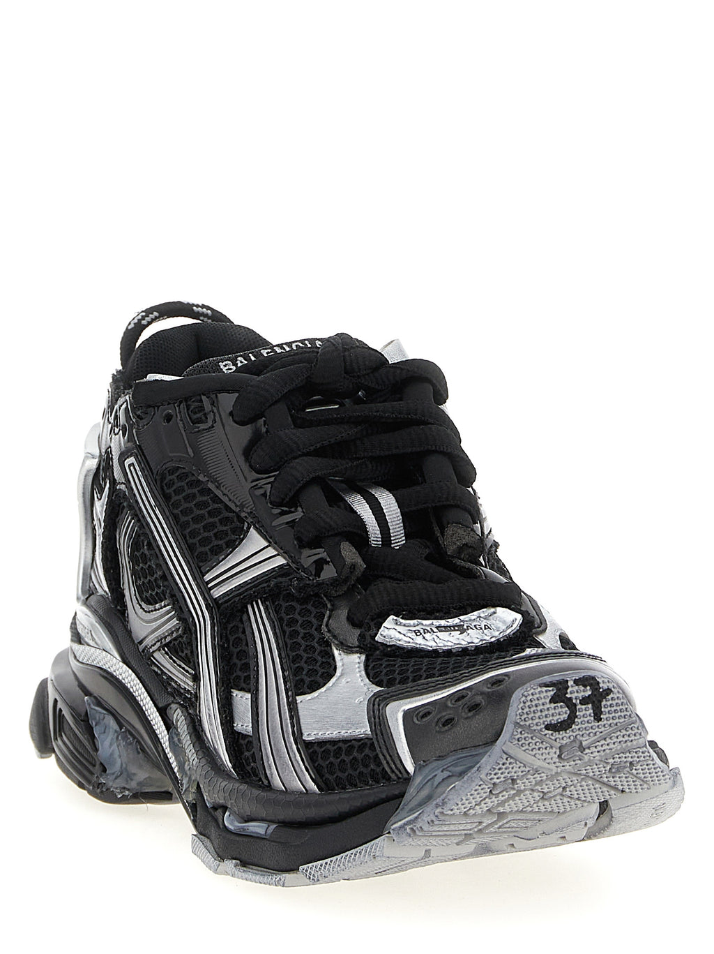Chaussures de sport Balenciaga en polyéthylène noires, sneakers athlétiques avec design moderne et style élégant.