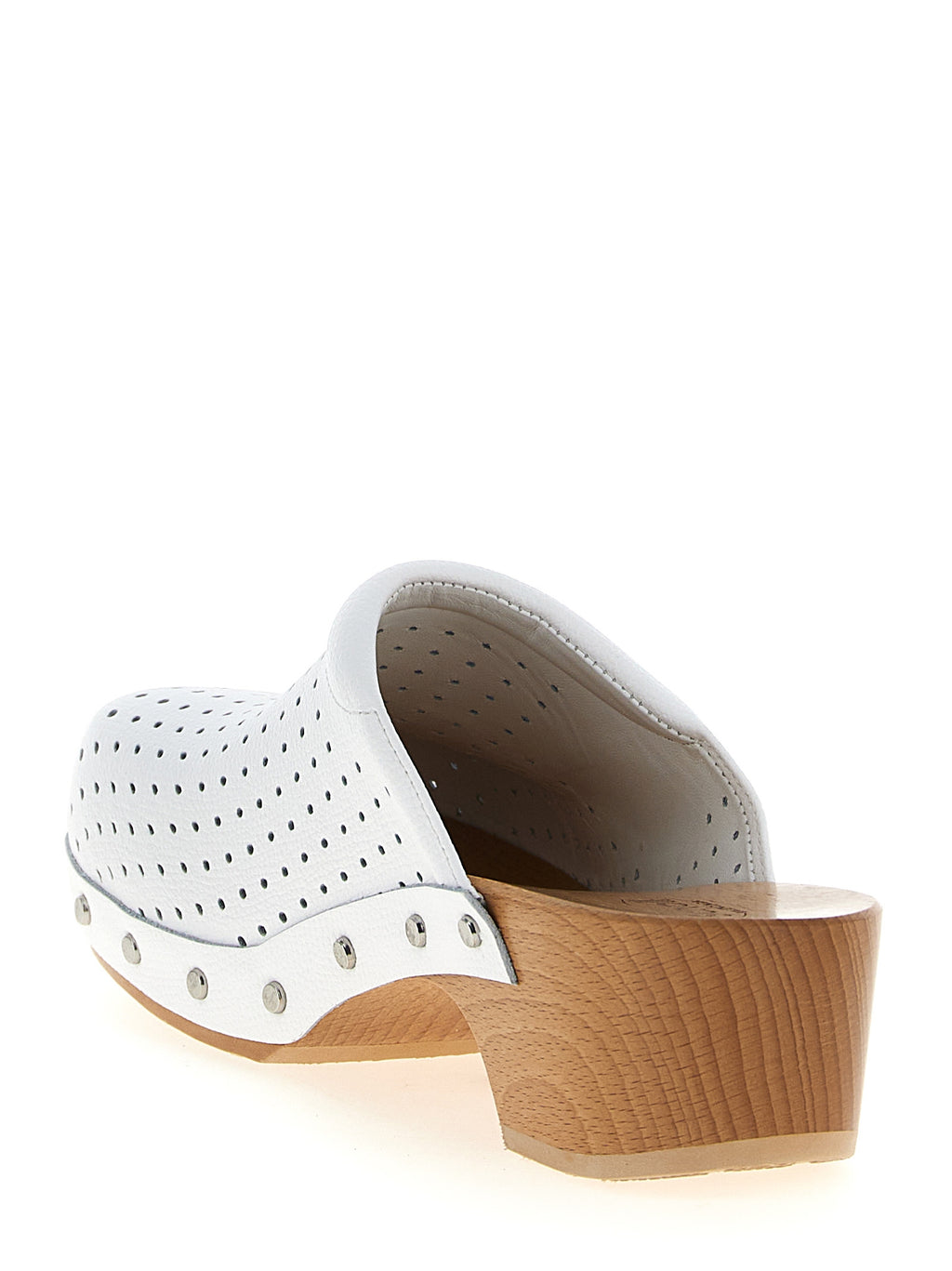 Clogs Balenciaga en cuir de veau blanc, semelle épaisse et design moderne, vues de côté sur fond neutre.