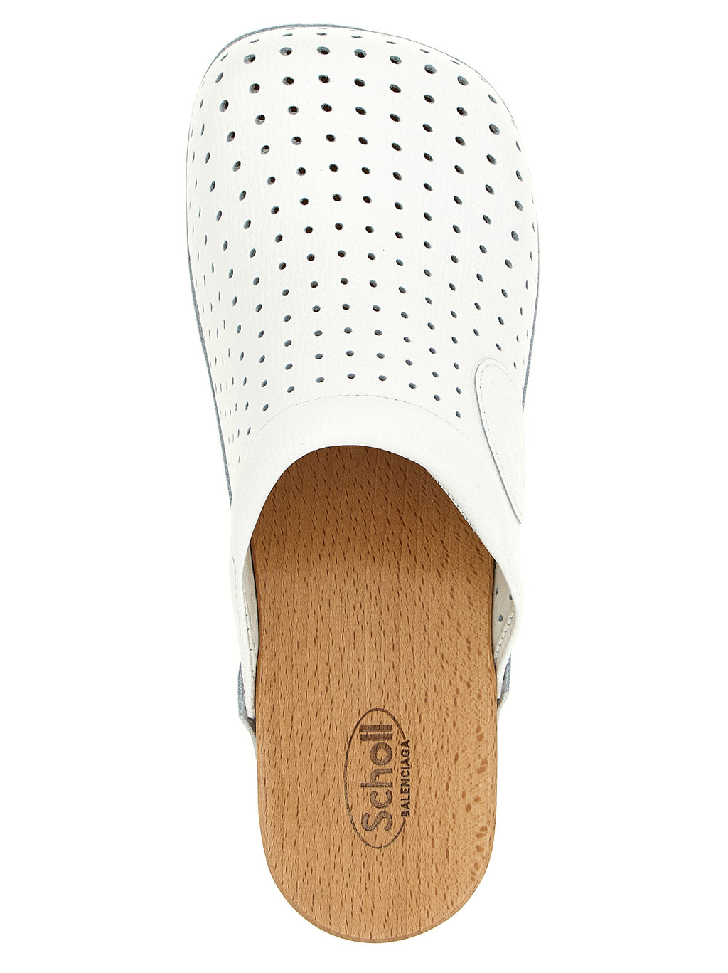 Sabots en veau blanc Balenciaga, chaussures de mode en cuir avec semelle épaisse et design contemporain.