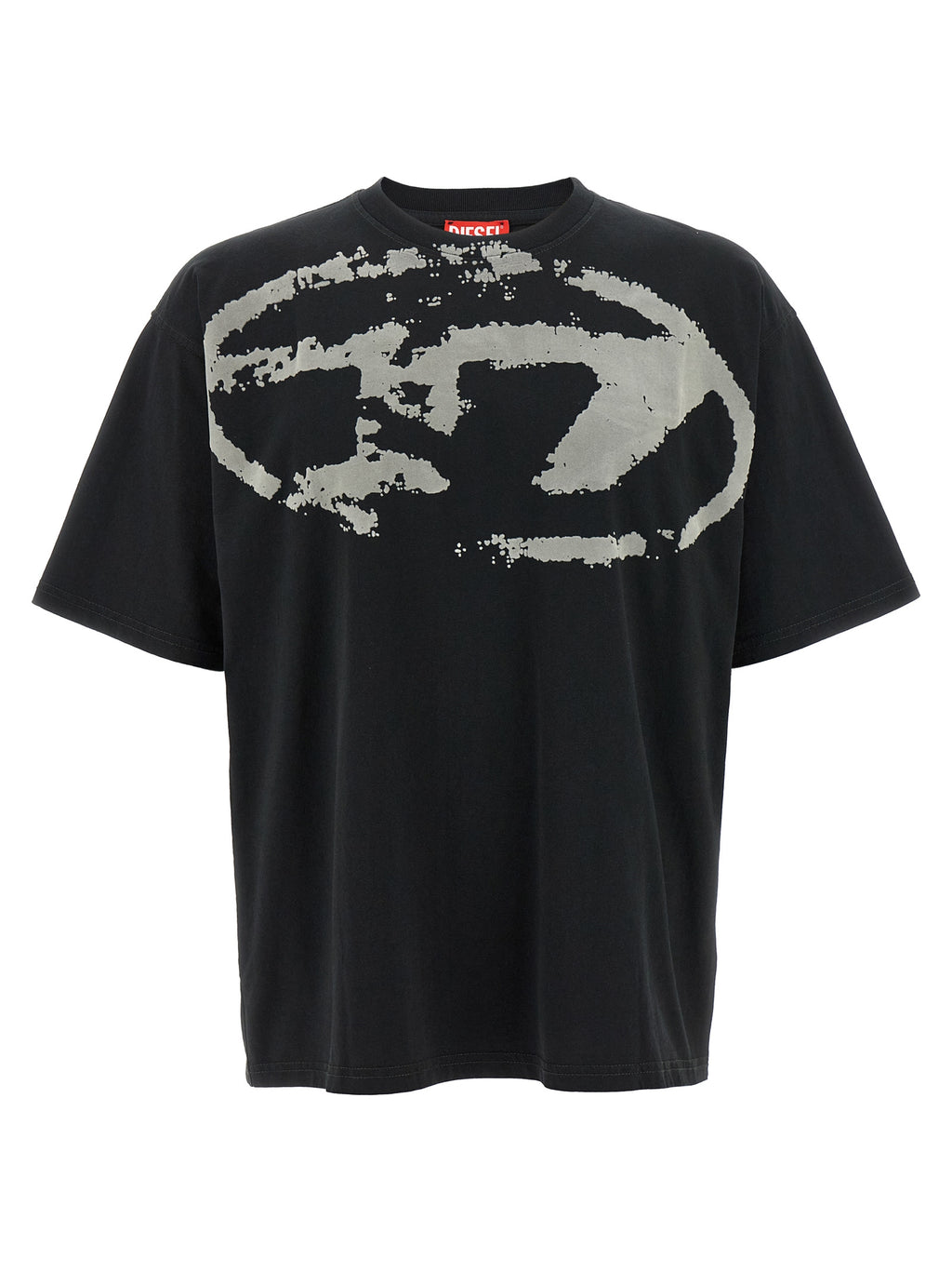 T-shirt en coton noir de la marque Diesel, coupe classique avec logo Diesel visible sur le devant.