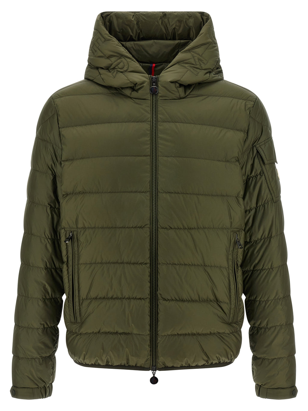 Veste longue bicolore en polyamide Moncler, style moderne avec fermeture éclair et capuche, pour un look élégant et chaud.