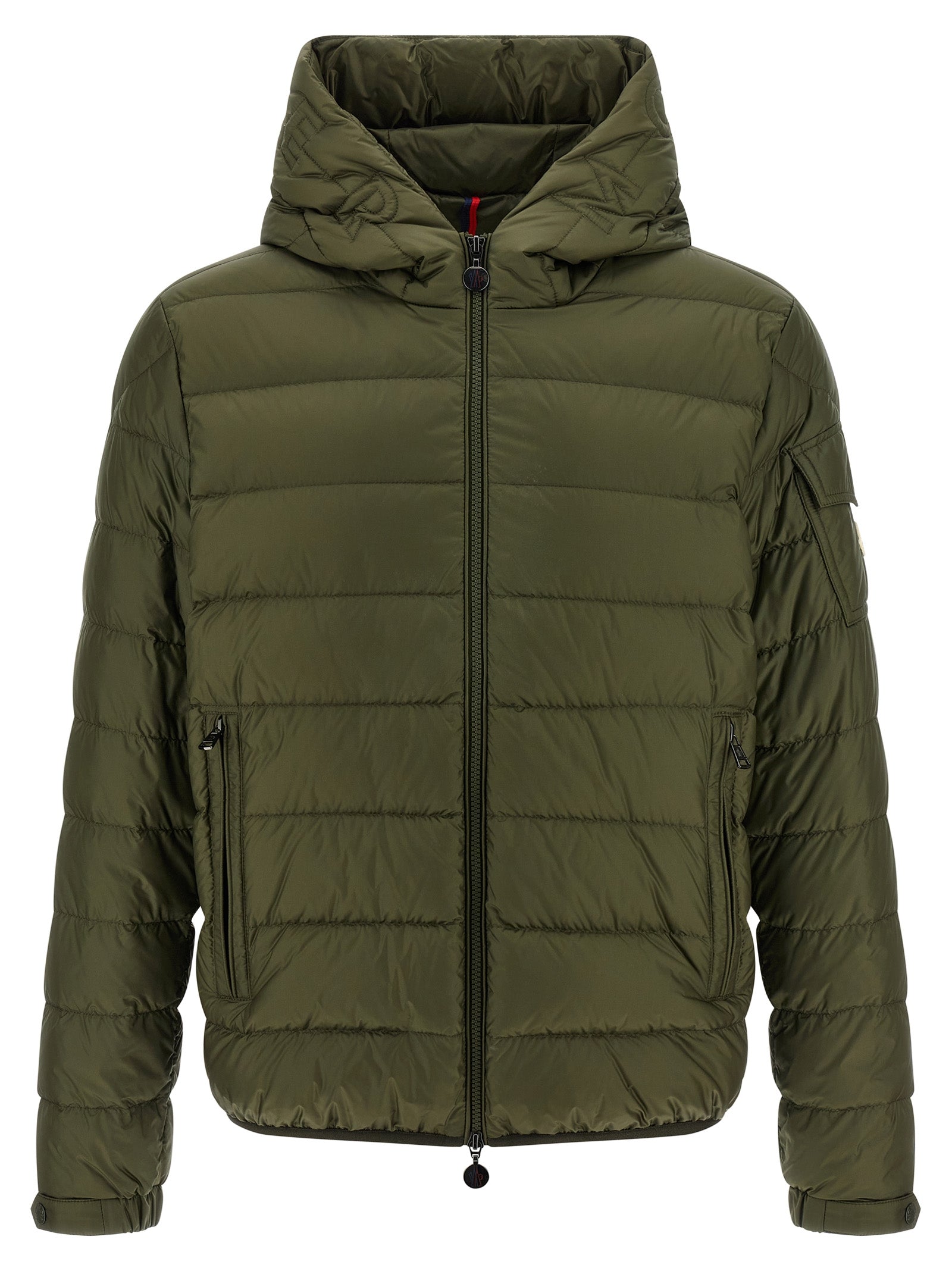 Veste longue bicolore en polyamide Moncler, style moderne avec fermeture éclair et capuche, pour un look élégant et chaud.
