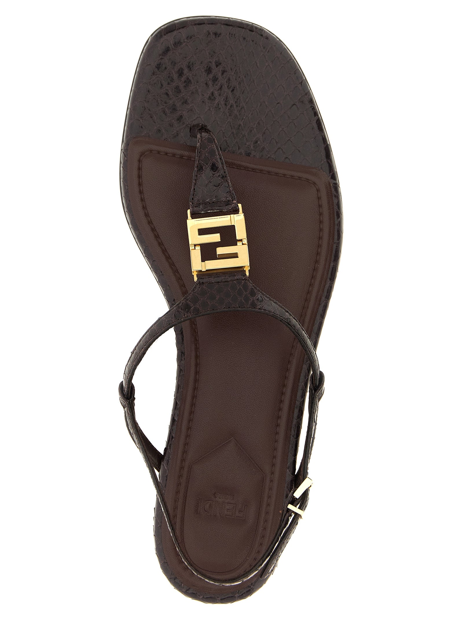 Sandales plates Fendi en élasthanne violette, design élégant avec bride fine et semelle confortable, parfait pour l'été.