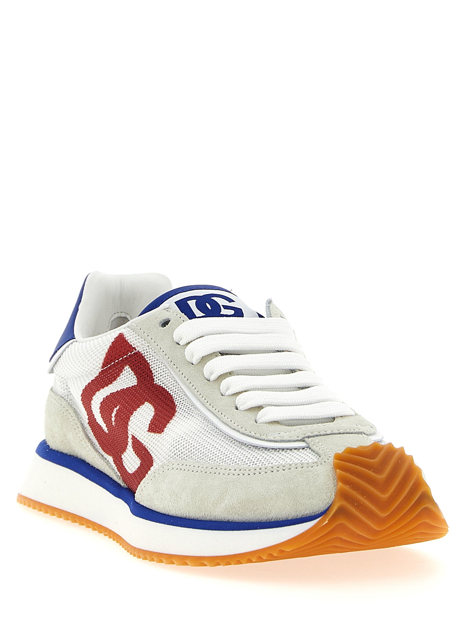 Sneakers athlétisées en polyester multicolore de Dolce & Gabbana, avec design moderne et semelle blanche.