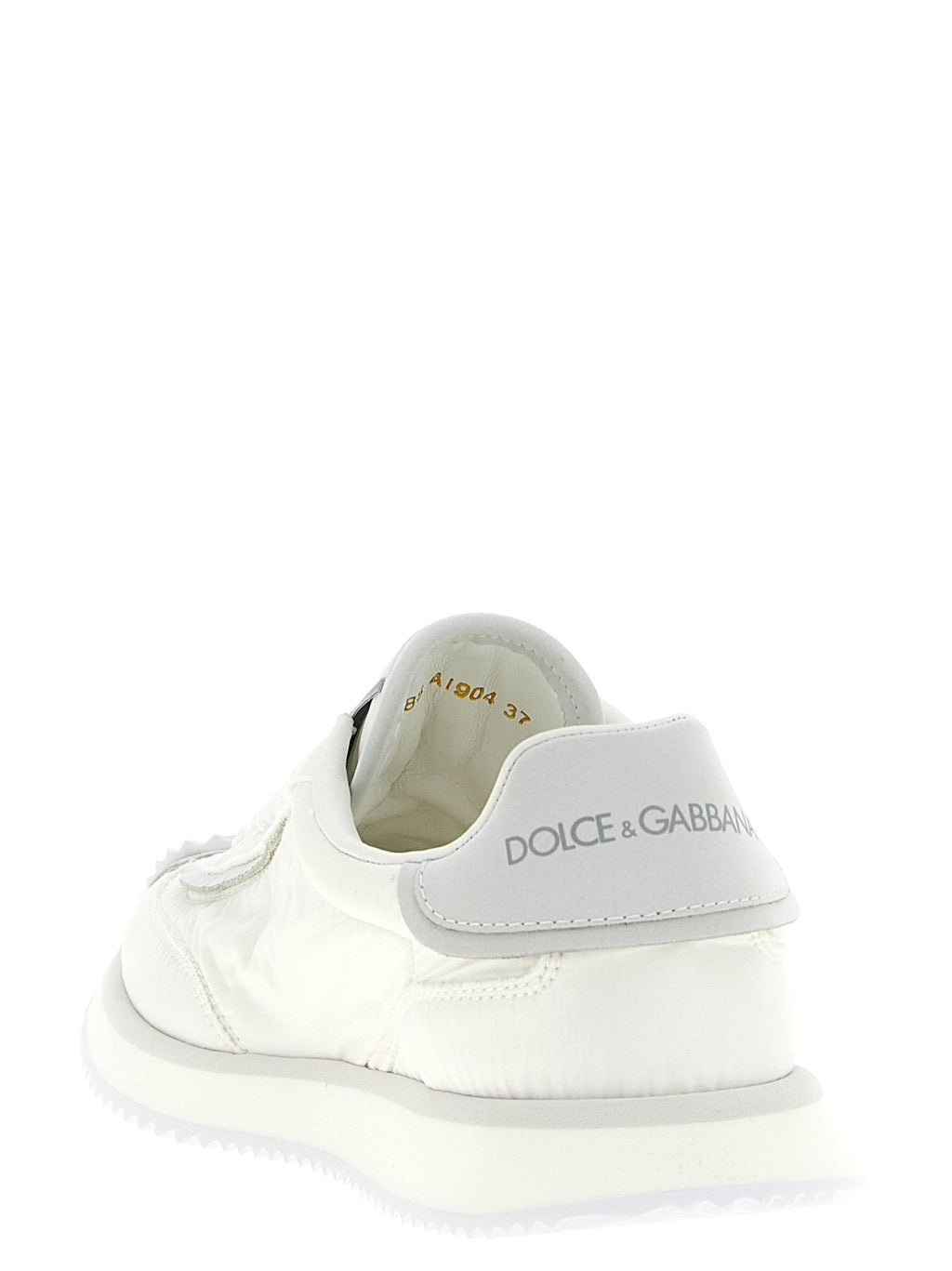 Sneakers de sport en polyester blanc Dolce & Gabbana, chaussure athlétique avec design moderne et détails élégants.