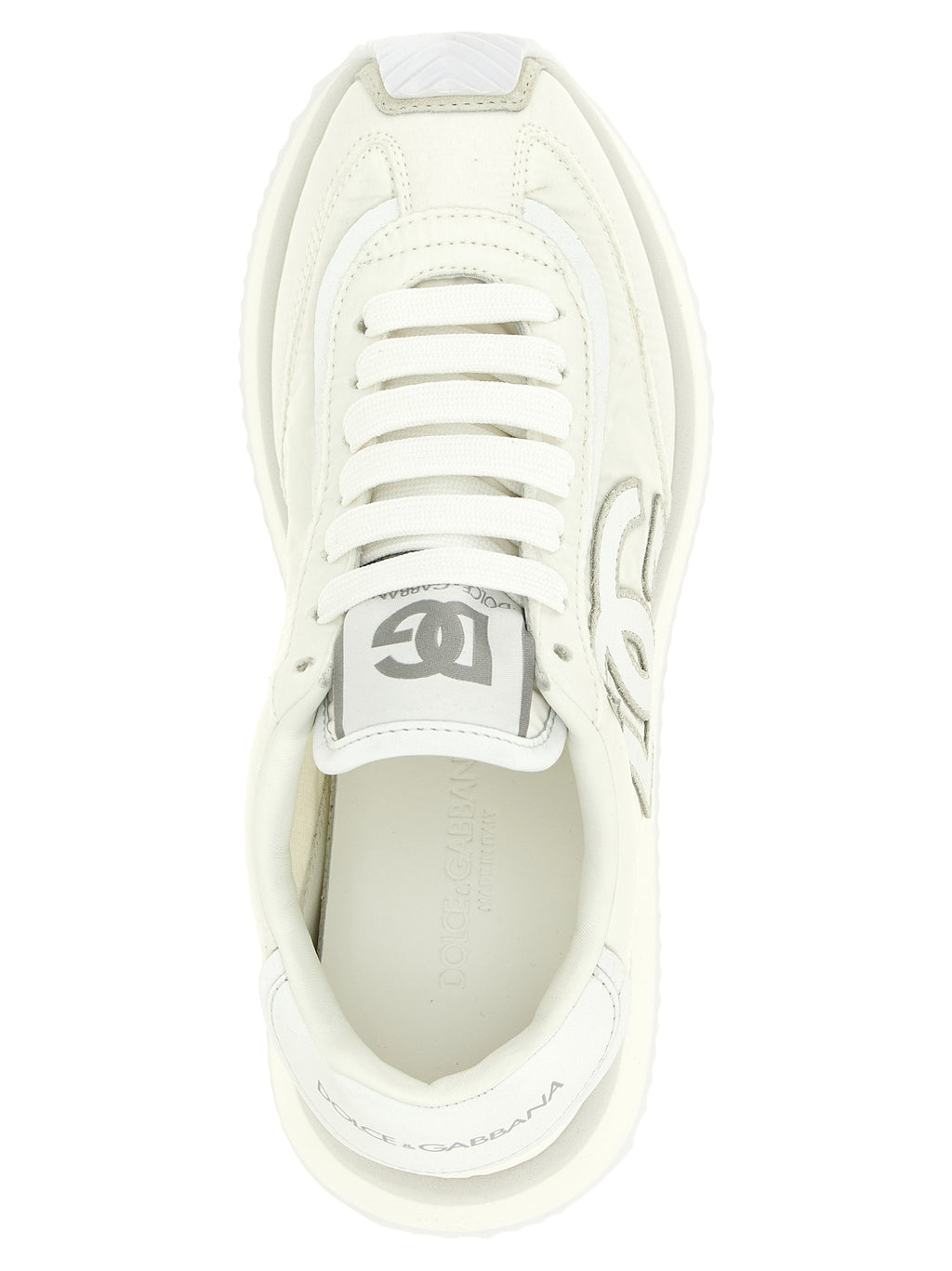 Chaussures de sport blanches en polyester Dolce & Gabbana, baskets athlétiques élégantes avec design moderne.