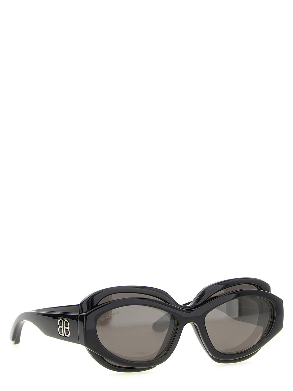 Lunettes de soleil Balenciaga en polyamide noire, avec monture élégante et design moderne visibles sur l'image.