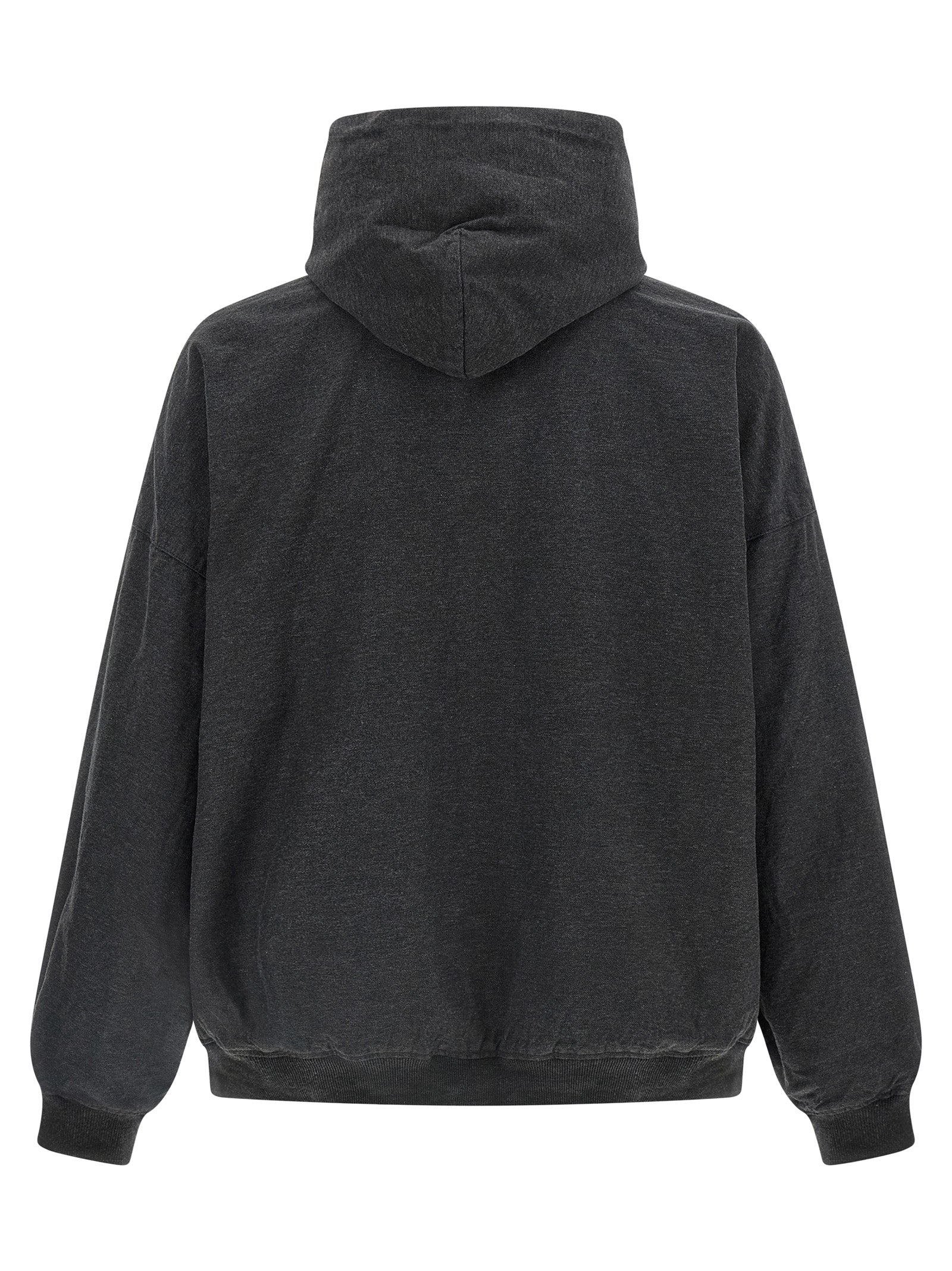 Sweat-shirt gris en coton de Balenciaga, coupe décontractée, avec logo discret en tissu sur la poitrine.